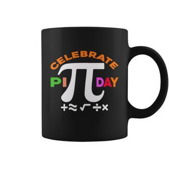 Celebrate Pi Day Colorful Pi Day Typography Coffee Mug - Monsterry