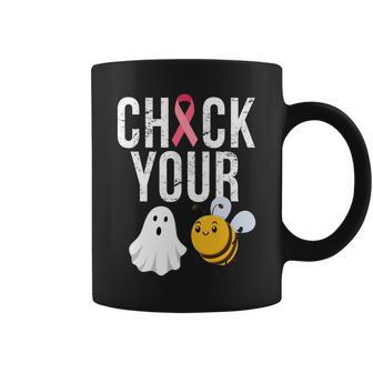 Check Your Boo Bees Breast Cancer Halloween Coffee Mug - Monsterry