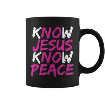 Christian Jesus Bible Verse Scripture Know Jesus Know Peace V3 Coffee Mug - Seseable