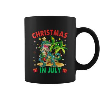 Christmas In July Funny Dinosaur Xmas Tree Summer Coffee Mug - Monsterry
