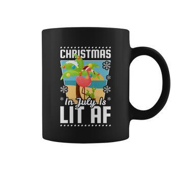 Christmas In July Is Lit Af Christmas Flamingo Gift Coffee Mug - Monsterry