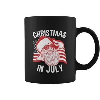 Christmas In July Retro Hipster Funny Santa 4Th Of July Coffee Mug - Monsterry
