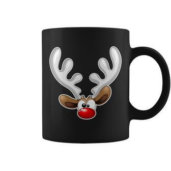 Christmas Red Nose Reindeer Face Graphic Design Printed Casual Daily Basic Coffee Mug - Thegiftio UK