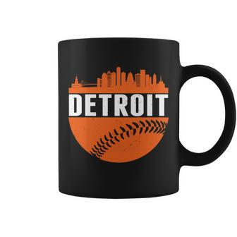 Classic Detroit Skyline Baseball Graphic Design Printed Casual Daily Basic Coffee Mug - Thegiftio UK