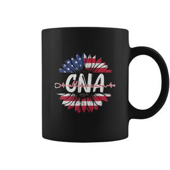 Cna Life American Flag Sunflower Funny 4Th Of July Coffee Mug - Monsterry CA
