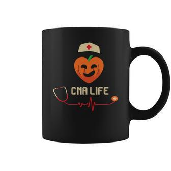Cna Life Nurse Heartbeat Job Fall Pumpkin Coffee Mug - Seseable
