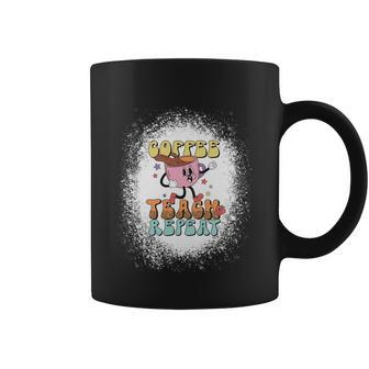 Coffee Teach Repeat Bleached Effect Happy Last Day Of School Gift Coffee Mug - Monsterry
