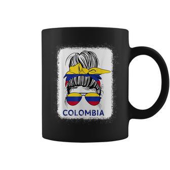 Colombian Girl Messy Hair Sunglasses & Colombia Flag Pride Coffee Mug - Thegiftio