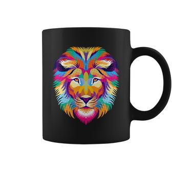 Colorful Abstract Lion Coffee Mug - Monsterry