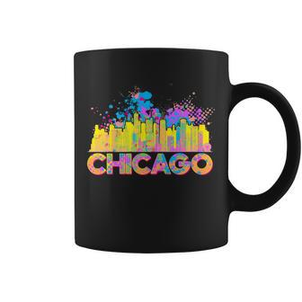 Colorful Chicago Skyline Paint Coffee Mug - Monsterry AU