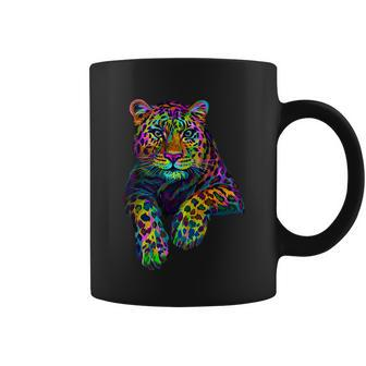 Colorful Neon Leopard Jaguar Portrait Tshirt Coffee Mug - Monsterry