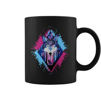 Colorful Wolf Painting Wolves Lover Coffee Mug - Monsterry AU