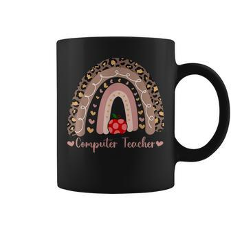 Computer Teacher Leopard Rainbow Boho Women Girl Coffee Mug - Thegiftio UK