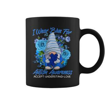 Cool I Wear Blue For Autism Awareness Accept Understand Love Flower Gnome Tshirt Coffee Mug - Monsterry DE