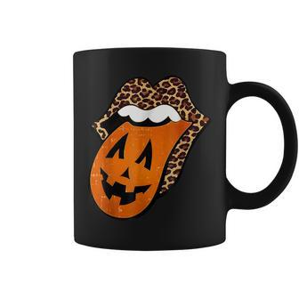Cool Lips Leopard Pumpkin Funny Halloween 2022 Costume Coffee Mug - Thegiftio UK