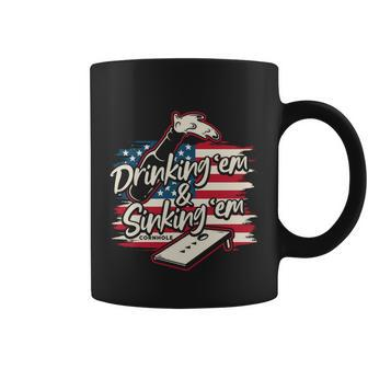 Cornhole Shirts For Men Drinking Em Sinking Em 4Th Of July Coffee Mug - Monsterry CA