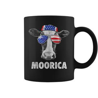 Cow 4Th Of July Moorica Merica Men American Flag Sunglasses Coffee Mug - Seseable
