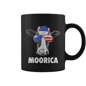 Cow 4Th Of July Moorica Merica Men American Flag Sunglasses Coffee Mug - Monsterry UK