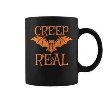 Creep It Real Halloween Bat Pumpkin Coffee Mug - Seseable