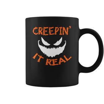 Creepin It Real Scary Face Halloween Coffee Mug - Seseable