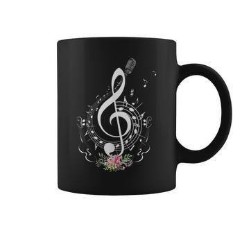 Cut Music Notes Clef Teacher Musical Notes And Flowers Coffee Mug - Thegiftio UK