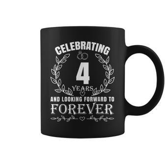 Cute 4Th Wedding Anniversary For Couples Married 4 Year Coffee Mug - Seseable