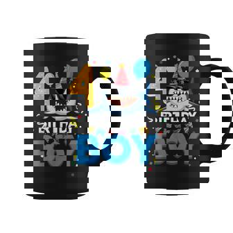 Cute Birthday Boy 4 Years Old Kids 4Th Birthday Boy Shark Coffee Mug - Thegiftio UK