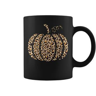 Cute Fall Cute Halloween For Women Leopard Print Pumpkin Coffee Mug - Seseable