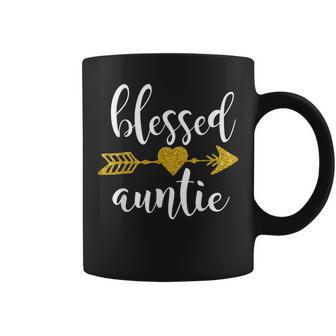 Cute Gold Arrow Blessed Auntie Funny Thanksgiving Day Gifts Coffee Mug - Thegiftio UK