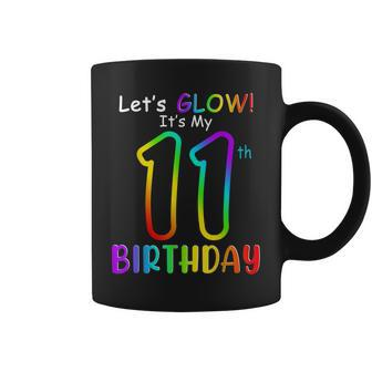 Cute Lets Glow Its My 11Th Eleven Birthday Rainbow Party Coffee Mug - Seseable