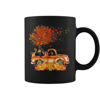 Cute Rottweiler Dog On Pumpkins Truck Autumn Leaf Fall Coffee Mug - Thegiftio UK