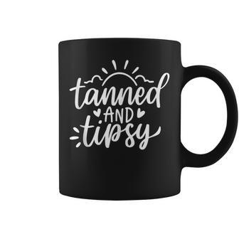Cute Summer Tanned And Tipsy Funny Salty Beaches Girls Trip Coffee Mug - Seseable