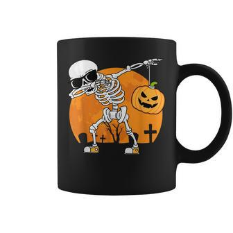 Dabbing Skeleton Funny Halloween Pumpkin Skeleton Coffee Mug - Seseable