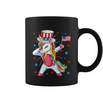 Dabbing Unicorn 4Th Of July Uncle Sam Girls American Flag Coffee Mug - Monsterry