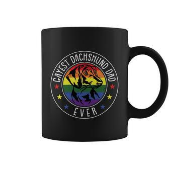 Dachshund Dad Lgbtgreat Giftq Gay Pride Flag Doxie Dog Lover Ally Great Gift Coffee Mug - Monsterry UK