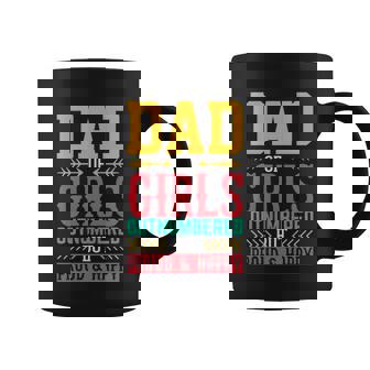 Dad Of Girls Outnumbered Proud And Happy Father And Daughter Quote Graphic Design Printed Casual Daily Basic Coffee Mug - Thegiftio