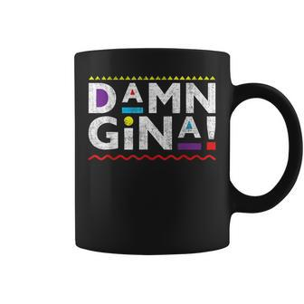 Damn Gina | Throwback 90S Style African Design Distressed Coffee Mug - Thegiftio UK