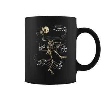 Dancing Skeleton Music Notes Skull Halloween Dance Of Death Coffee Mug - Seseable
