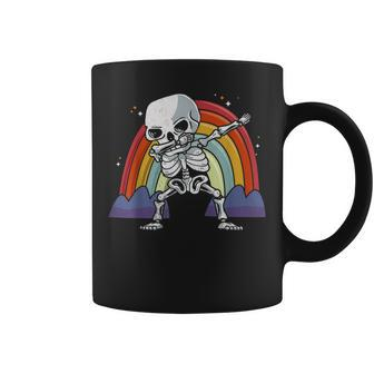 Dancing Skeletons Dabbing Skeleton Girls Rainbow Halloween Coffee Mug - Thegiftio UK