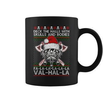 Deck The Halls Skulls Bodies Vikings Santa Ugly Christmas Sweater Coffee Mug - Monsterry CA