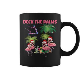 Deck The Palms Merry Flamingo Christmas Santa 2 Coffee Mug - Thegiftio UK