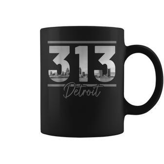 Detroit 313 Area Code Skyline Michigan Vintage Coffee Mug - Thegiftio UK