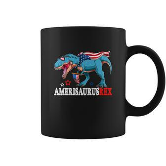 Dinosaur Funny 4Th Of July Kids Boys Men Amerisaurus T Rex Coffee Mug - Thegiftio UK