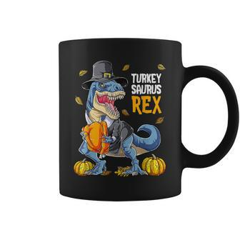 Dinosaur Thanksgiving Boys Turkey Saurus T Rex Pilgrim Men Coffee Mug - Thegiftio UK