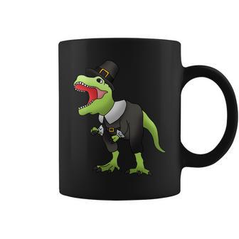 Dinosaur Thanksgiving Pilgrim Tshirt Coffee Mug - Monsterry
