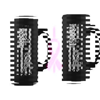 Distressed Breast Cancer Ribbon Flag Tshirt Coffee Mug - Monsterry