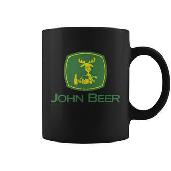 Distressed S Funny Tractor John Beer Deer Farmer Tshirt Coffee Mug - Monsterry