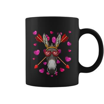 Donkey Valentines Day Animal Face Heart Glass Love Arrows Gift Coffee Mug - Monsterry