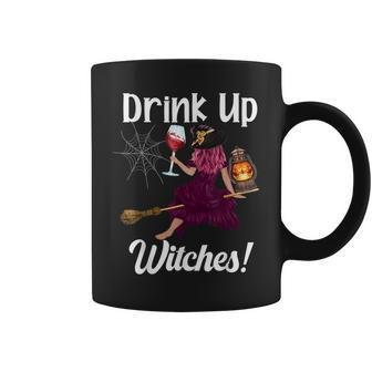 Drink Up Witches Funny Witch With Big Wine Glass Halloween Coffee Mug - Seseable