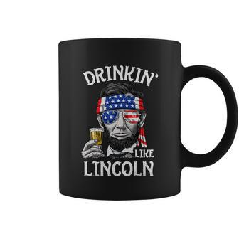 Drinking Like Lincoln 4Th Of July Men Abraham Merica Flag V2 Coffee Mug - Monsterry DE